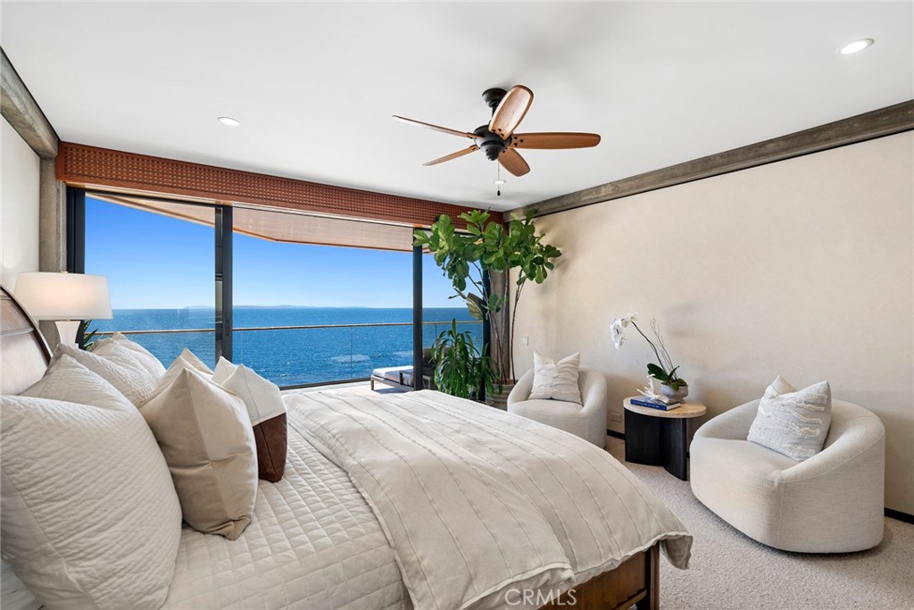 Ocean-view guest bedroom at 100 Rockledge Road, Laguna Beach