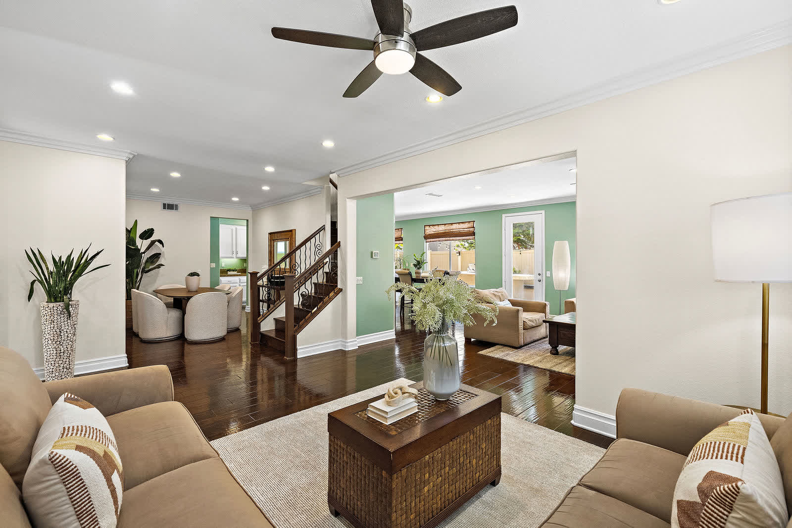 Living room looking through to the staircase and dining area at 5 Lyon Ridge, Aliso Viejo