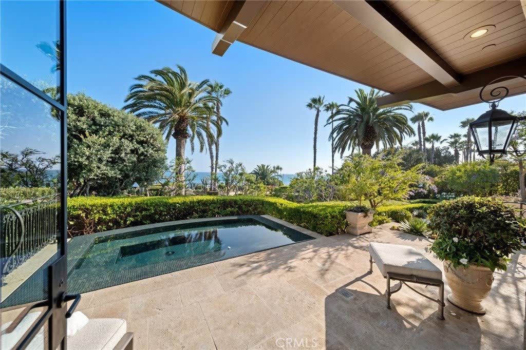 Heated in-ground spa with the ocean beyond at 15 Montage Way, Laguna Beach Heated in-ground spa with the ocean beyond at 15 Montage Way, Laguna Beach