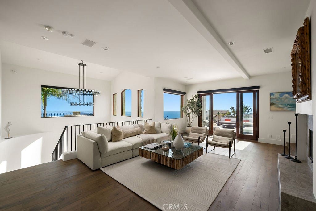 Living room with ocean views at 740 Bolsana Drive, Laguna Beach