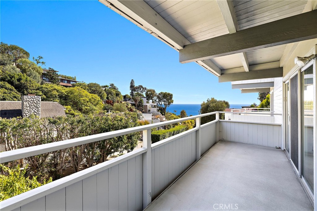 Covered deck with an ocean view at 888 Summit Drive, Laguna Beach